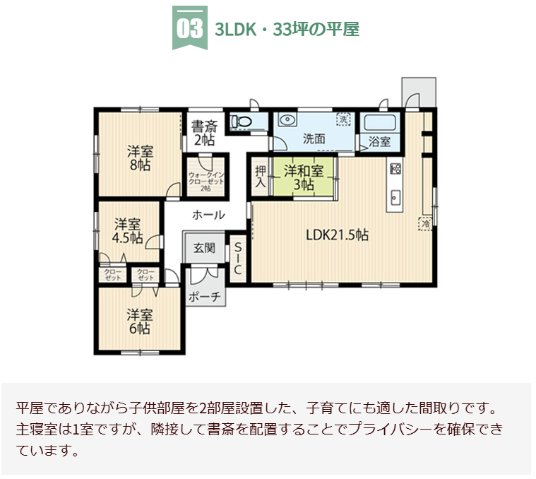 3LDK・33坪の平屋